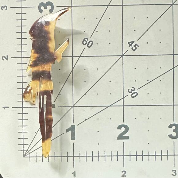 Antique vintage "faux" tortoise shell tortoiseshell carved bird brooch pin - Picture 6 of 6